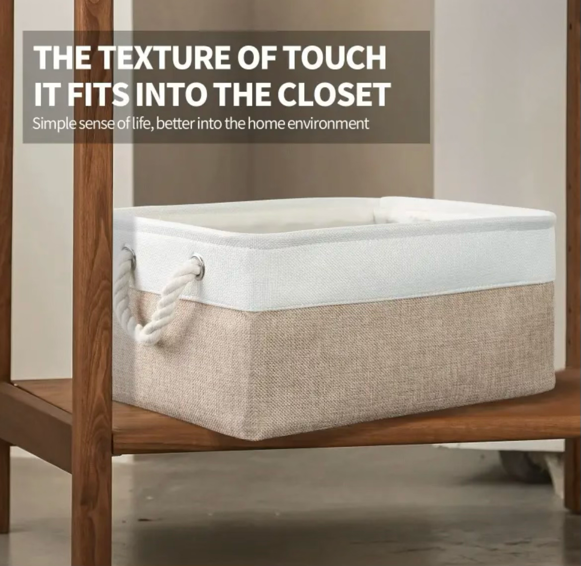 4pcs Linen Storage Basket Set with Handles