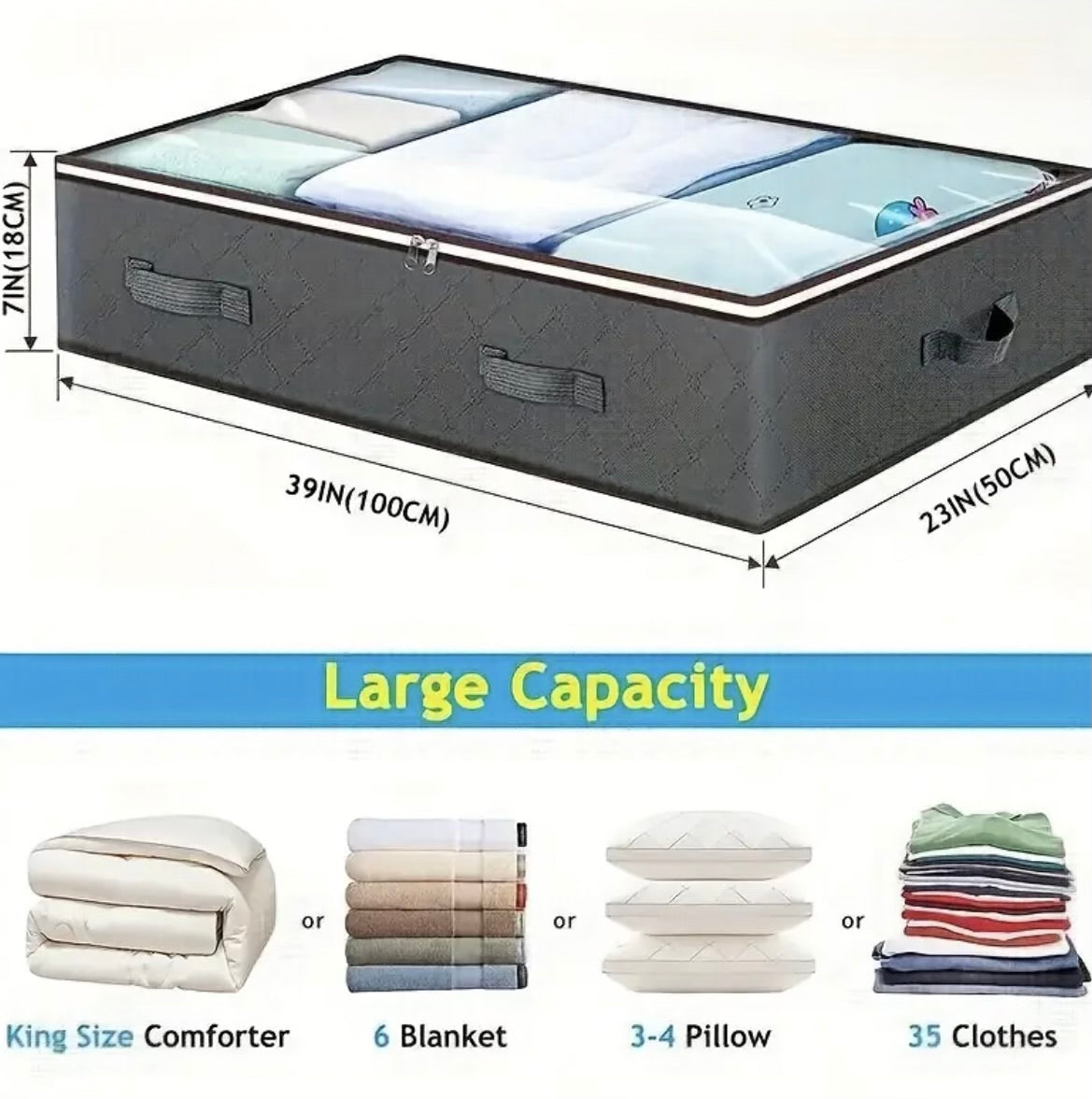 4 pcs Foldable Fabric Under-Bed Storage Bags
