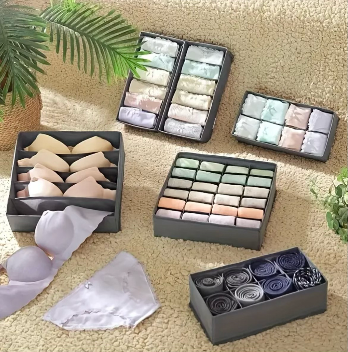 4pcs Foldable Drawer Organizer Set