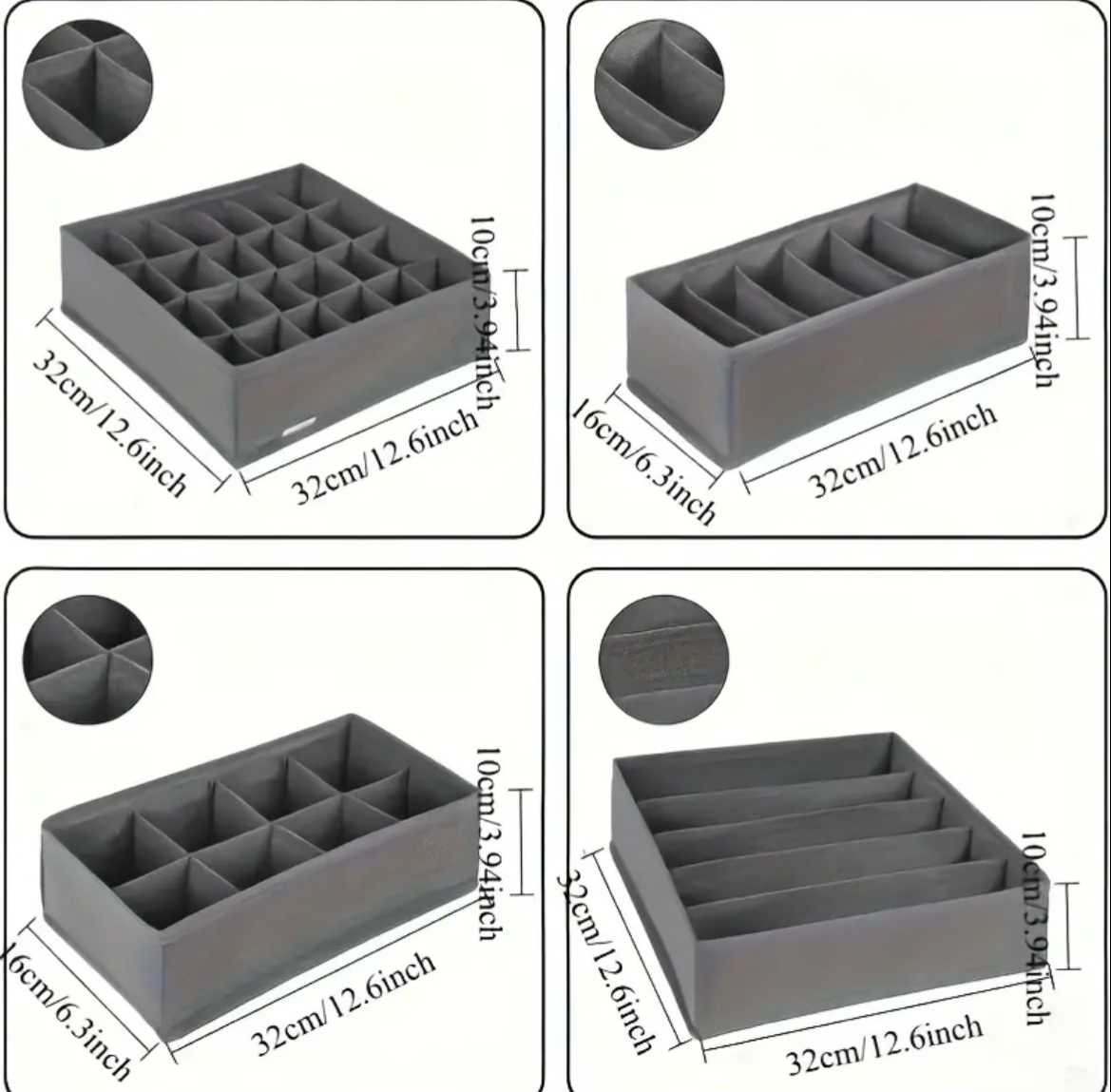 4pcs Foldable Drawer Organizer Set