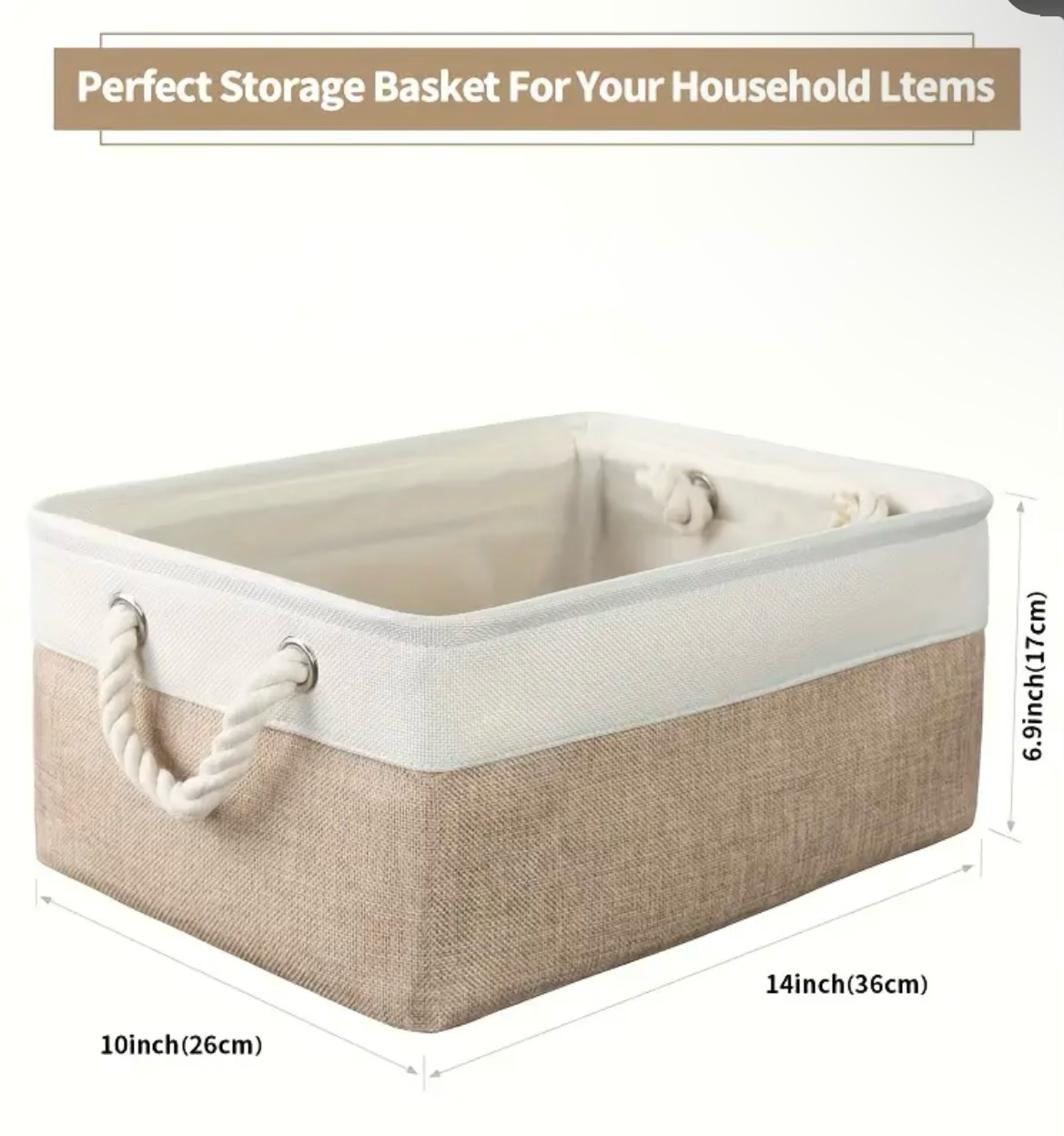 4pcs Linen Storage Basket Set with Handles