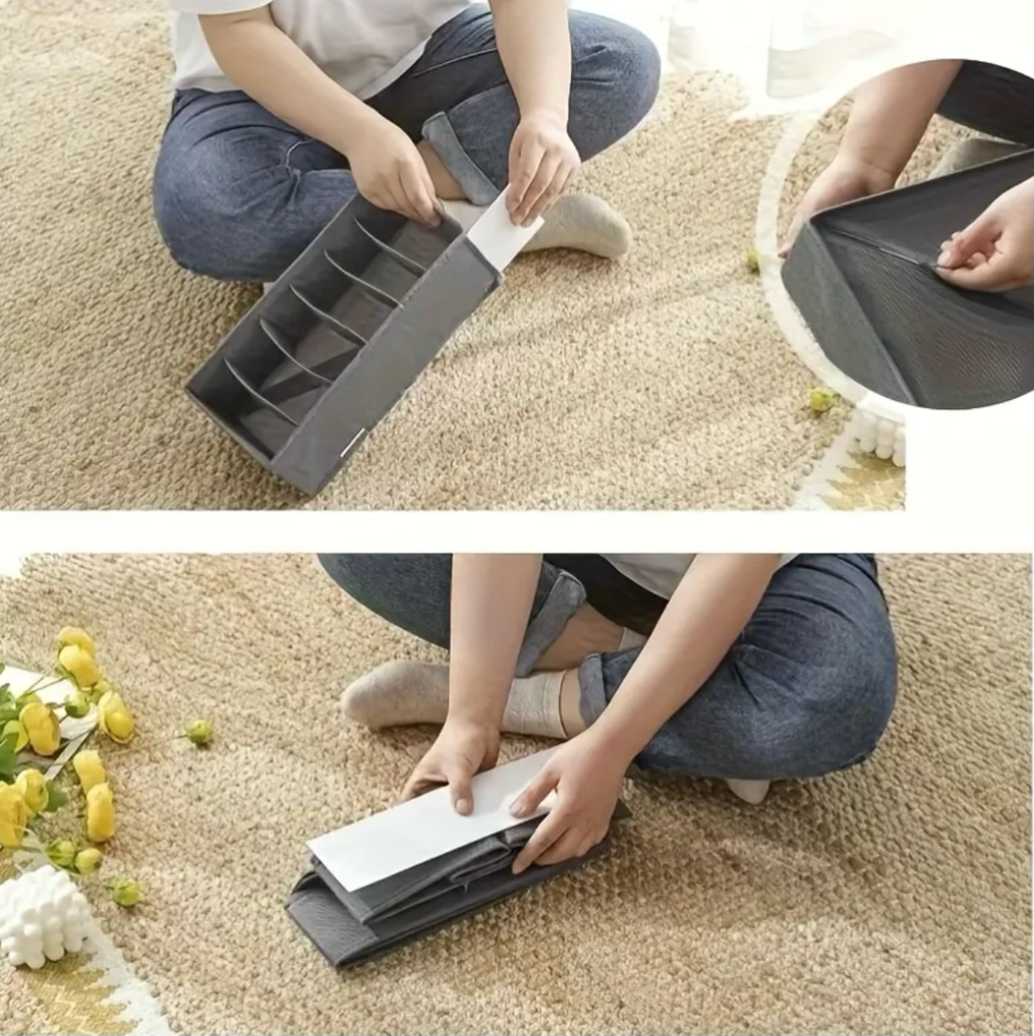 4pcs Foldable Drawer Organizer Set