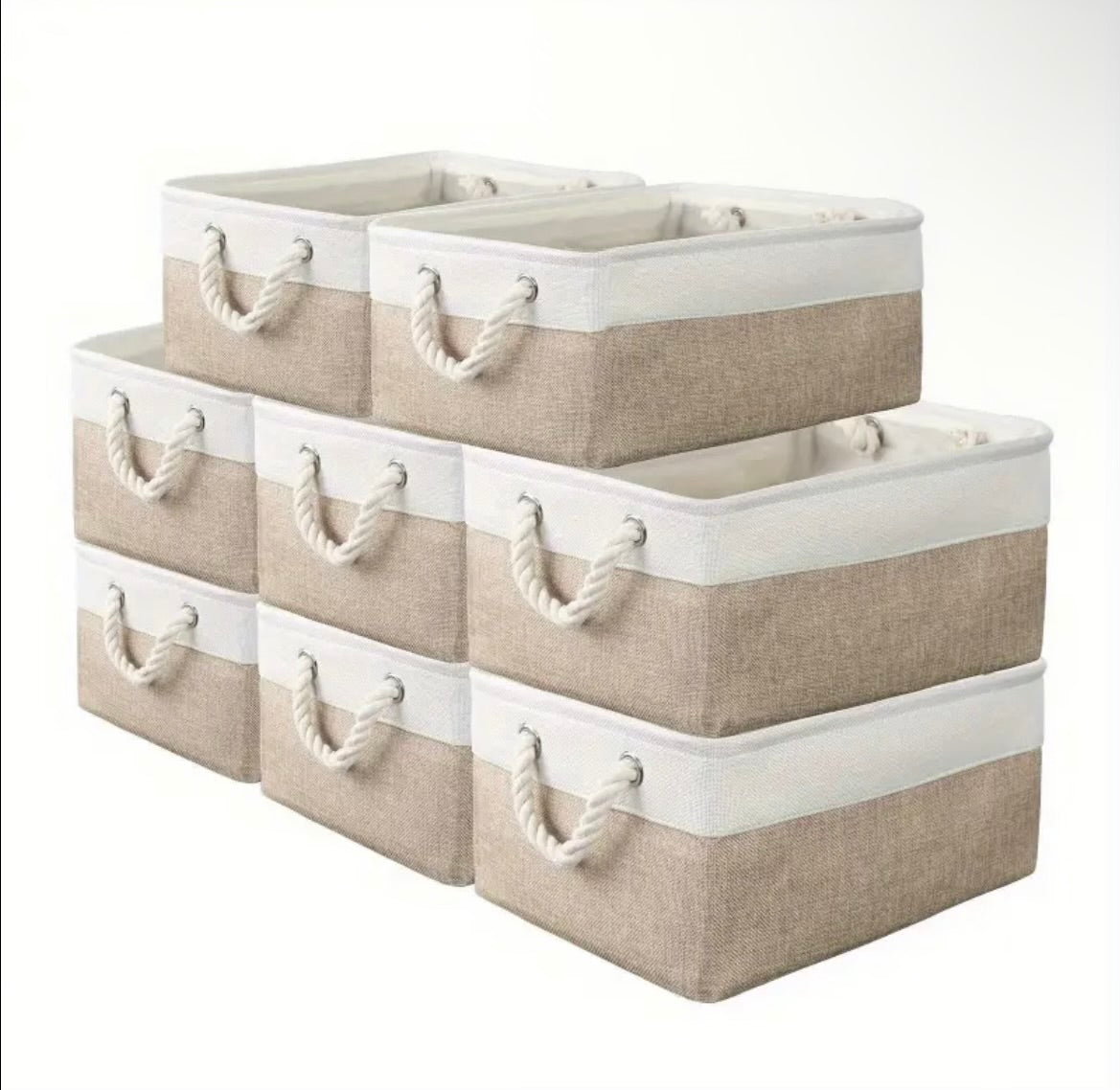 4pcs Linen Storage Basket Set with Handles