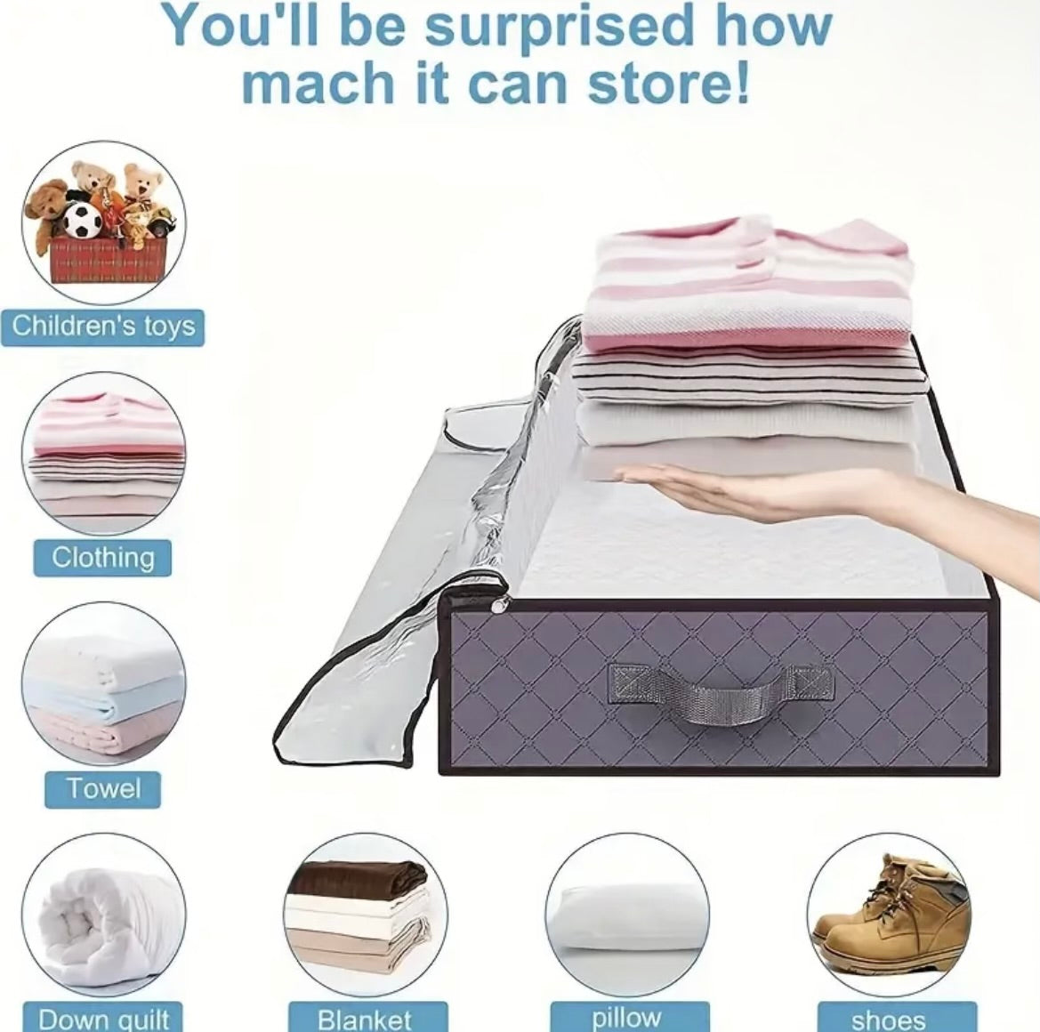 4 pcs Foldable Fabric Under-Bed Storage Bags