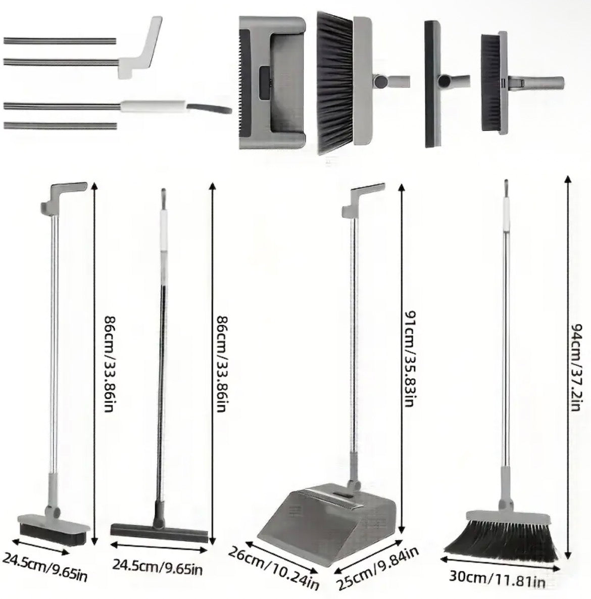 4-in-1 Long-Handled Mop with 3 Cleaning Mops