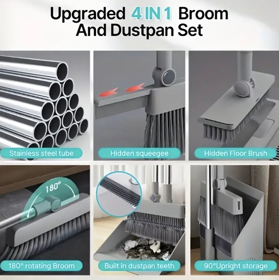 4-in-1 Long-Handled Mop with 3 Cleaning Mops
