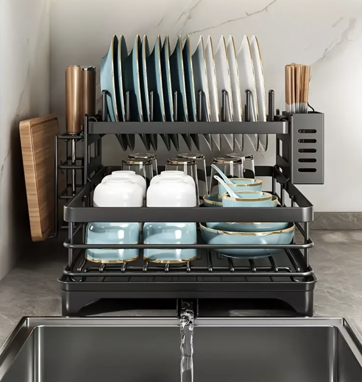 Black Iron Kitchen Counter & Sink Dish Rack