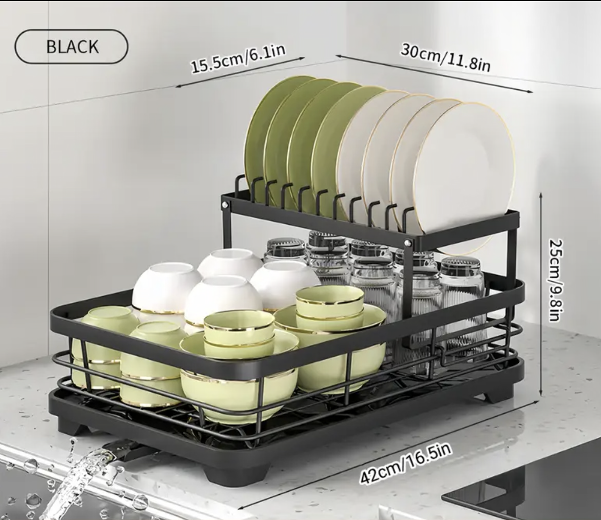 Black Iron Kitchen Counter & Sink Dish Rack