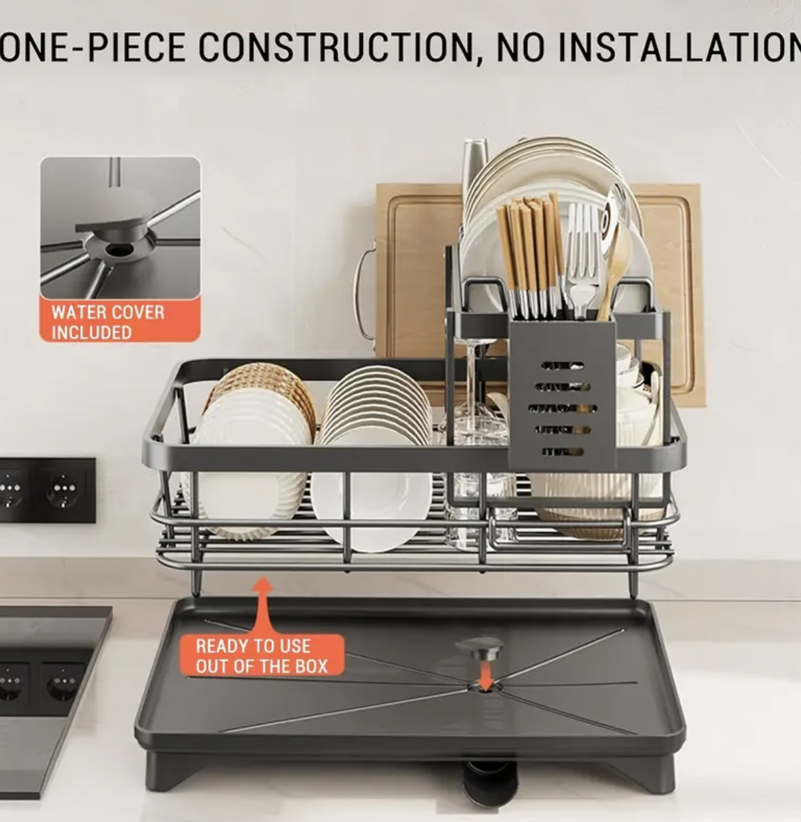 Black Iron Kitchen Counter & Sink Dish Rack