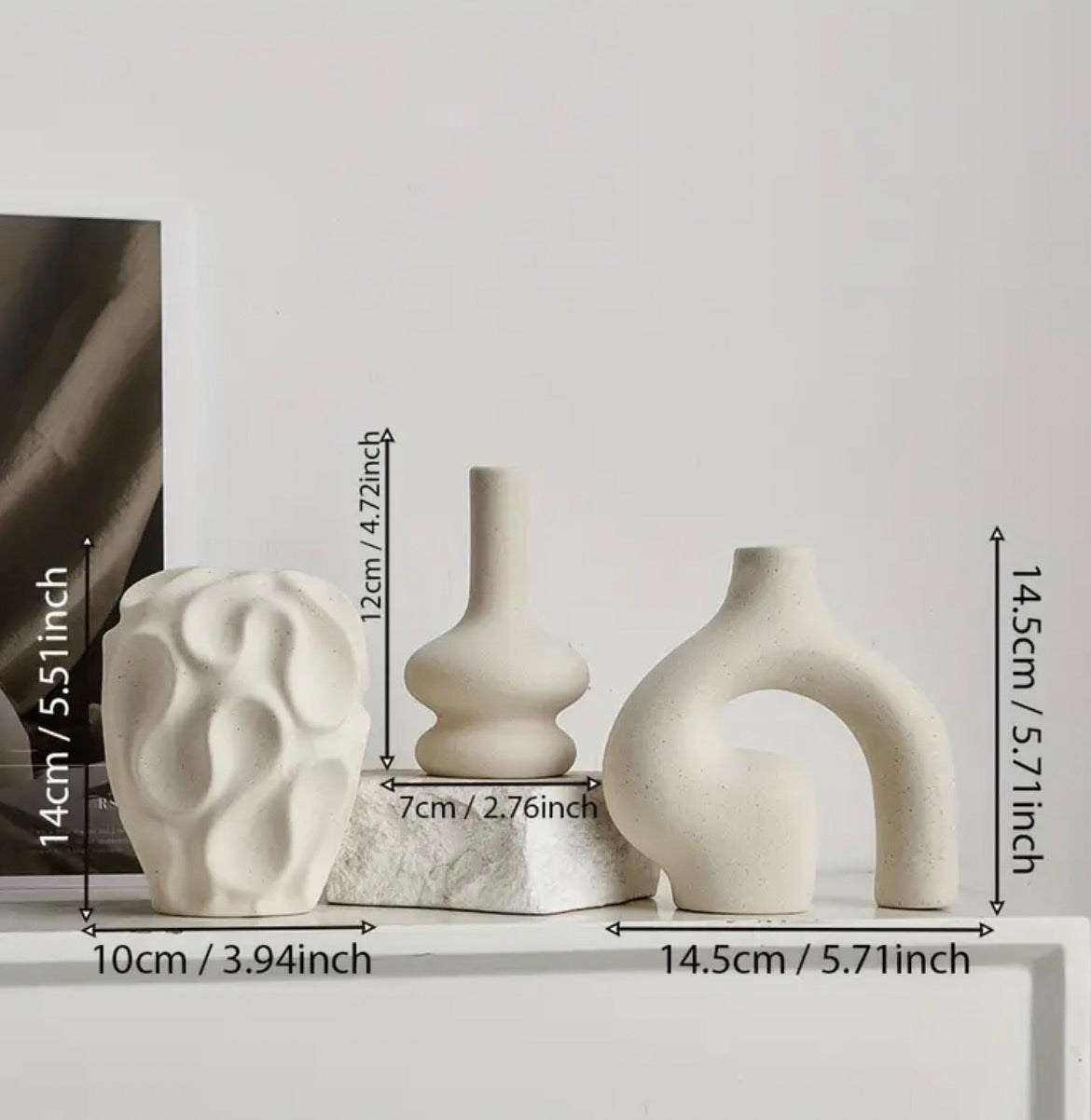 3pcs Modern Nordic Boho Ceramic Vase Set
