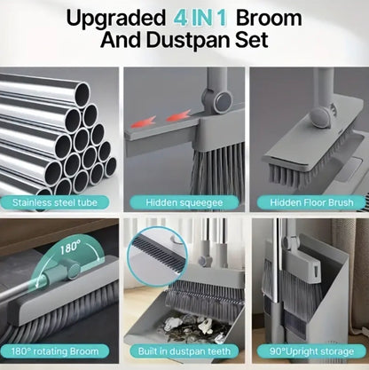 4-in-1 Long-Handled Mop with 3 Cleaning Mops