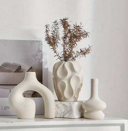 3pcs Modern Nordic Boho Ceramic Vase Set