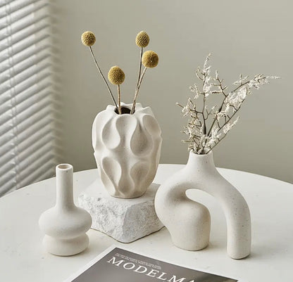 3pcs Modern Nordic Boho Ceramic Vase Set