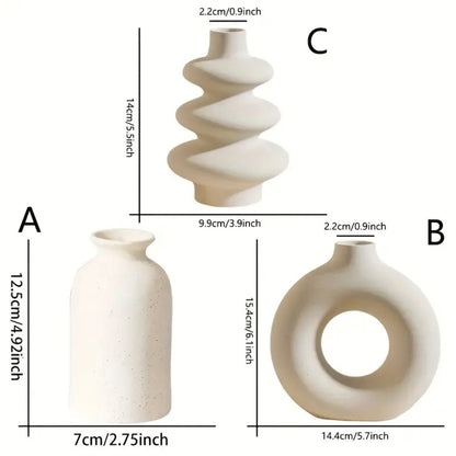 Set of 3 Boho Ceramic Vase